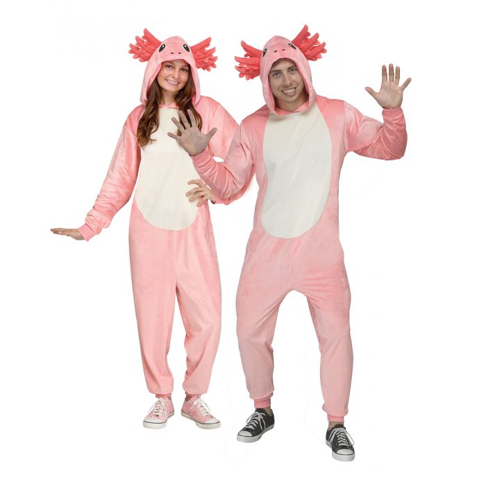 E-Z Axolotl Adult Hooded Jumpsuit Costume, Size Medium