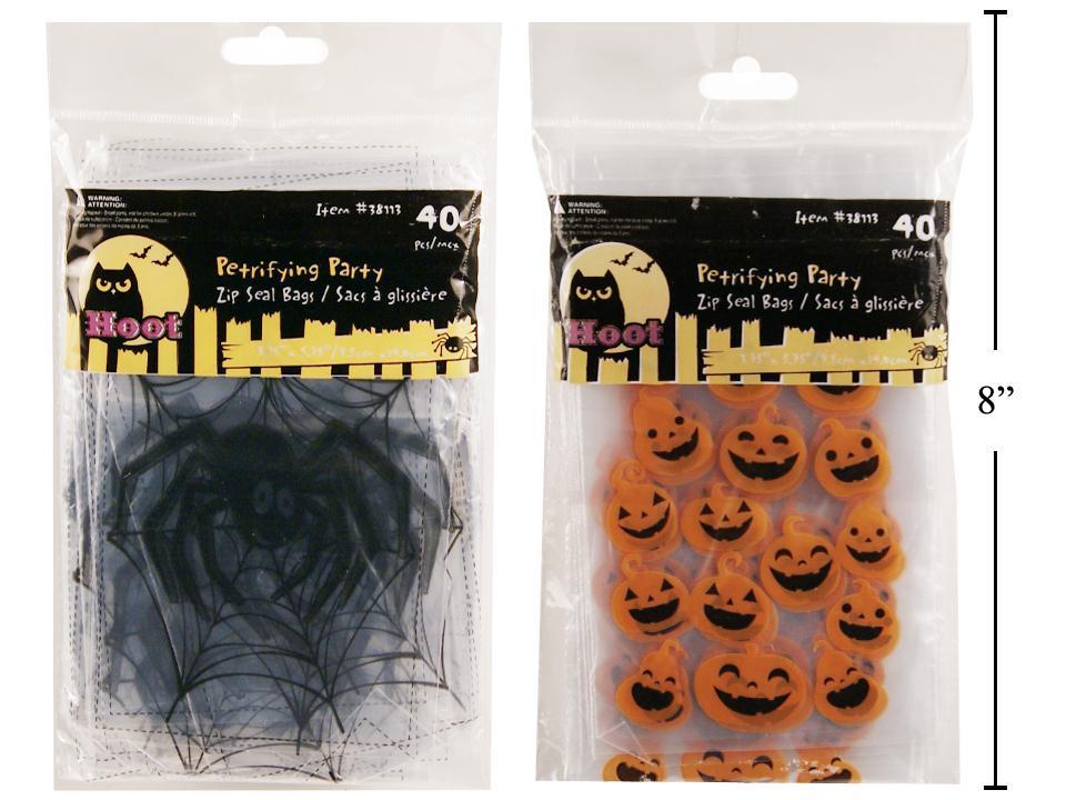 40-Pack of Halloween Treat Bags, Clear Plastic with Spiders or Pumpkins