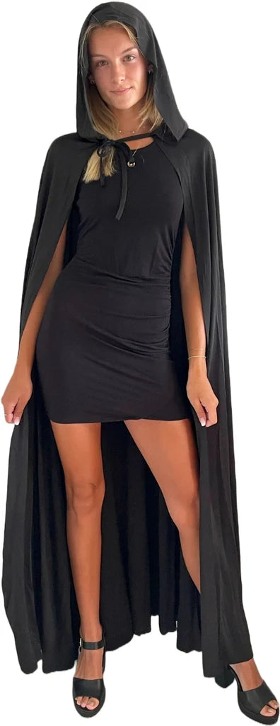 Full Length Black Hooded Adult Cape