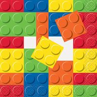 Building Blocks Birthday Beverage Napkins, 16 Count