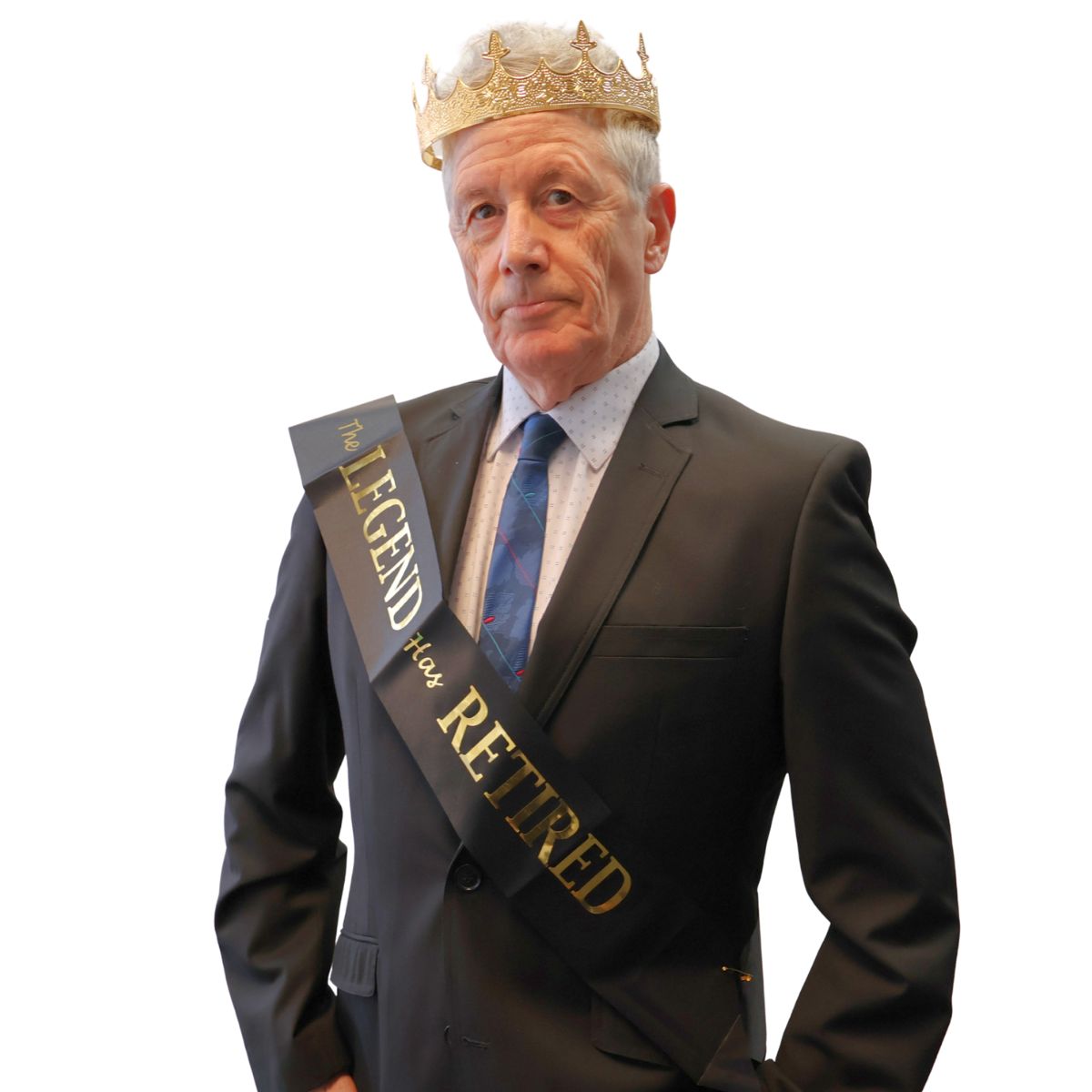 The Legend Has Retired Black & Gold Sash and Crown Set