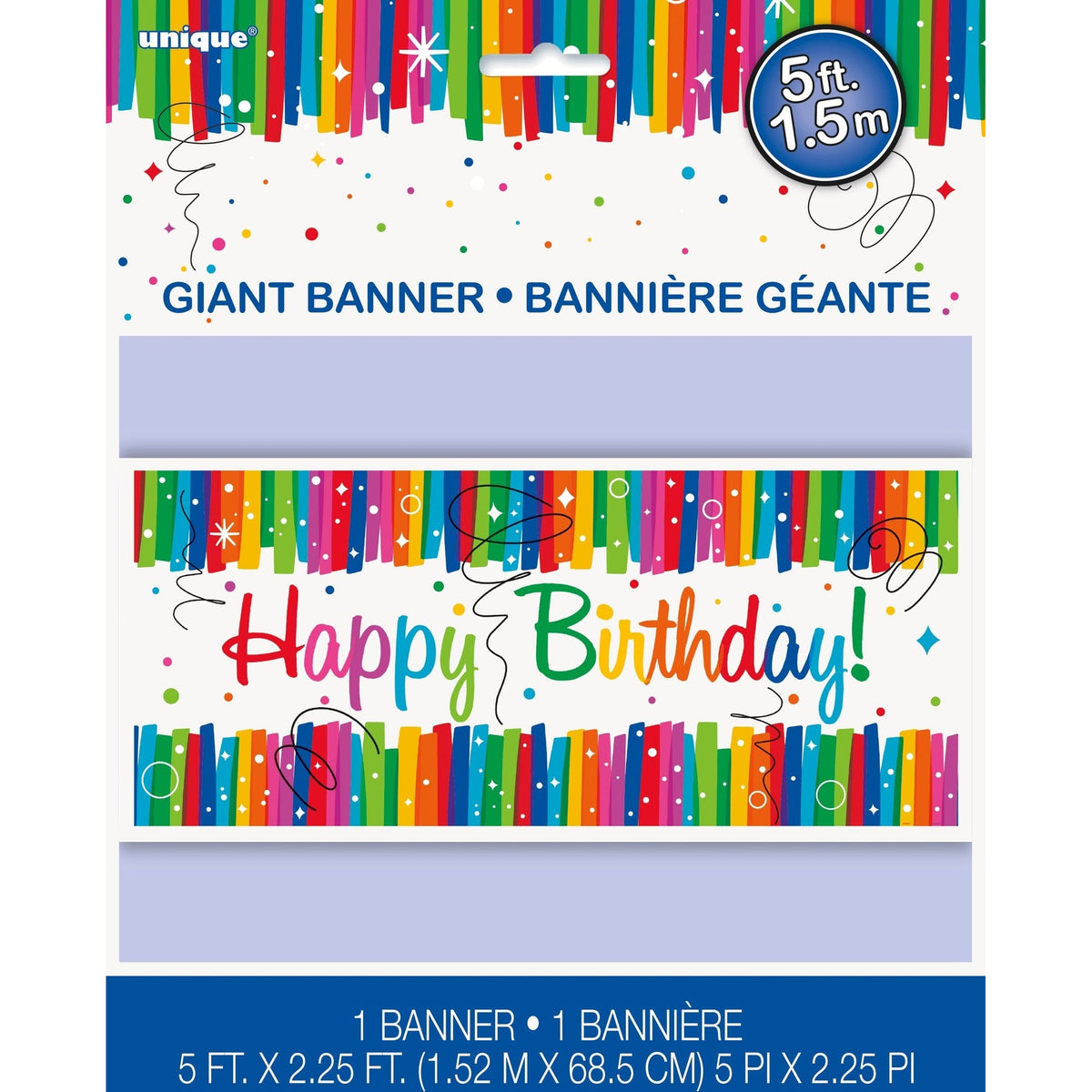 Banner Kit - Wall, Rainbow, Ribbons "Happy Birthday", 60" x 27"