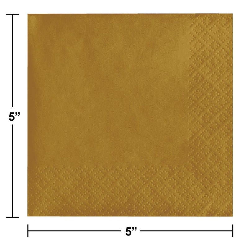 Beverage Napkin 50 Count 2-Ply Glittering Gold