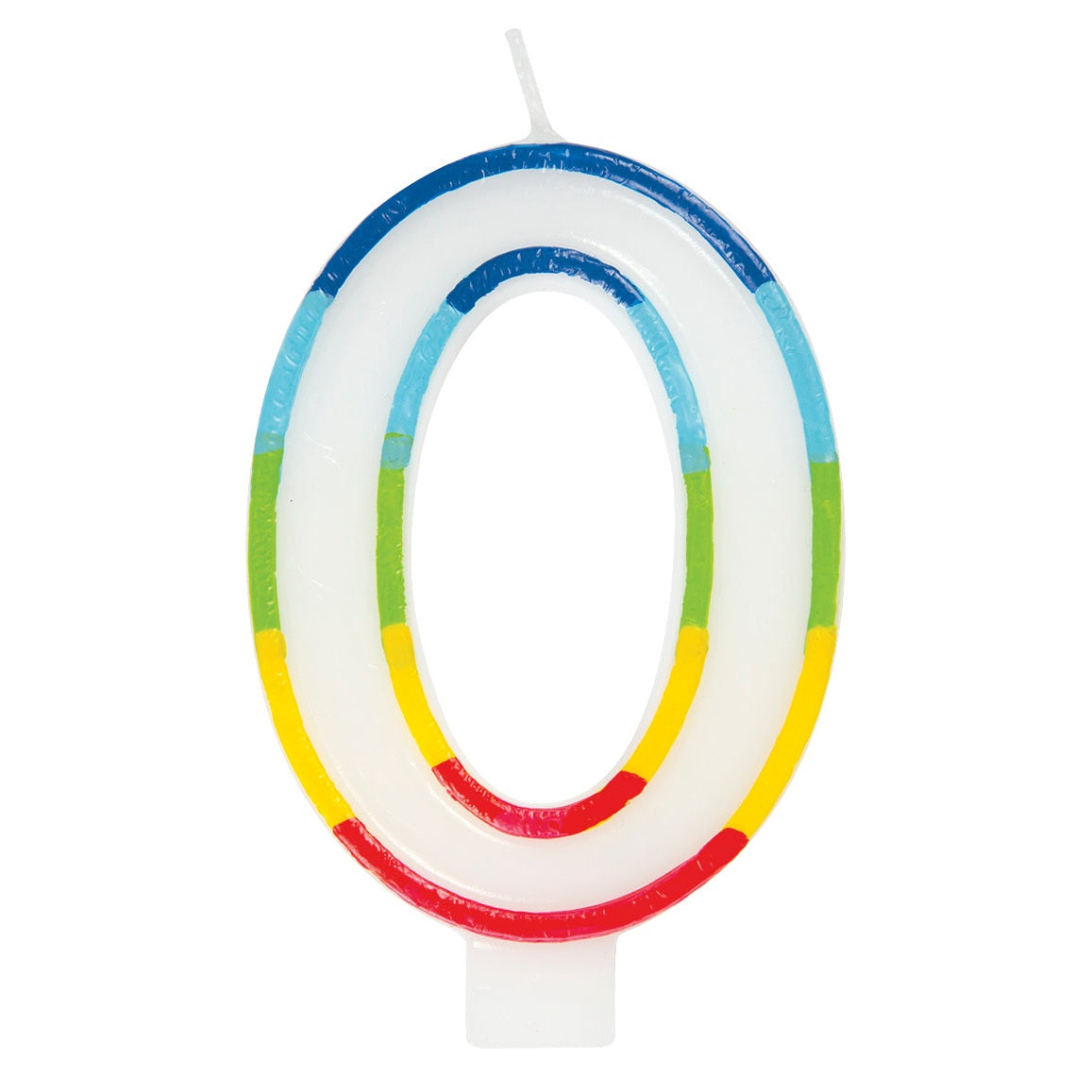 Candle - Rainbow Border Number 0 Birthday