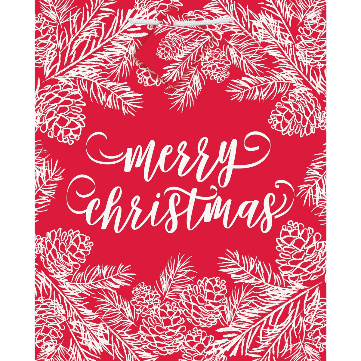 Gift Bag - Large, Red and White Merry Christmas