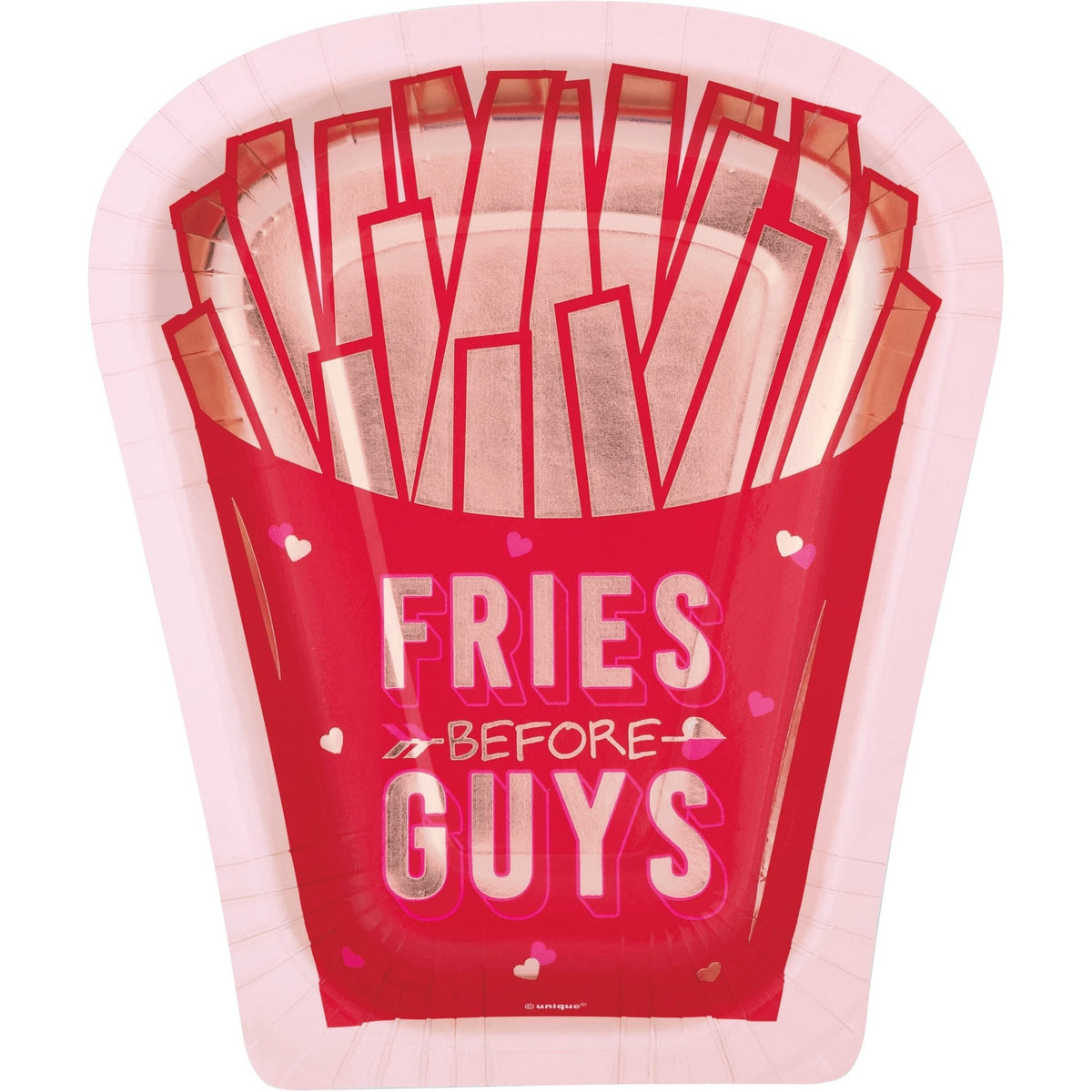 Plates - Red, Container Shaped, Fries Before Guys, 8", 8 Count