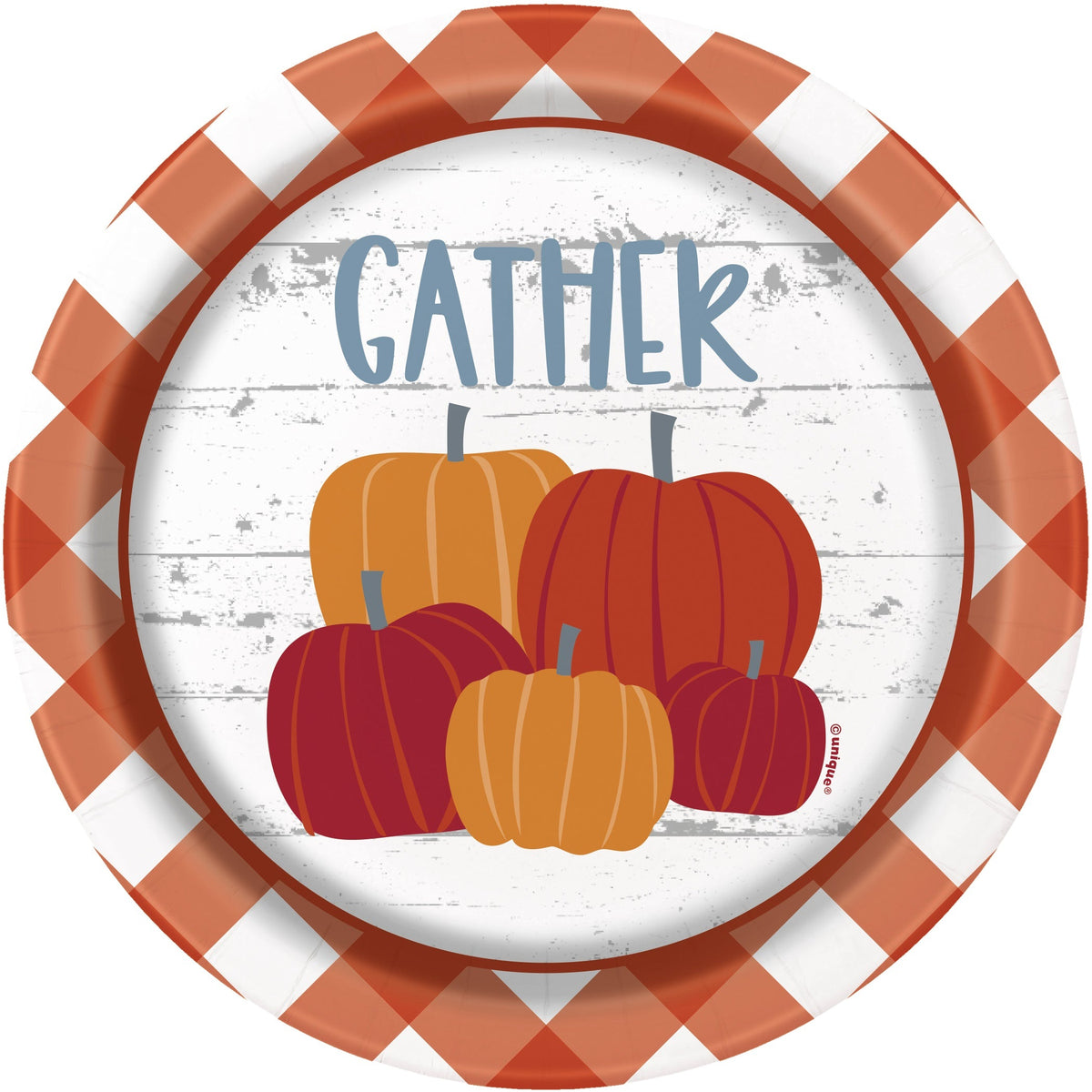 Pumpkin & Gingham 7" Plates, 8 Count