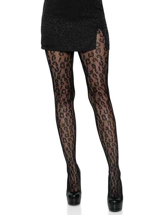 Black Leopard Net Nylon Tights