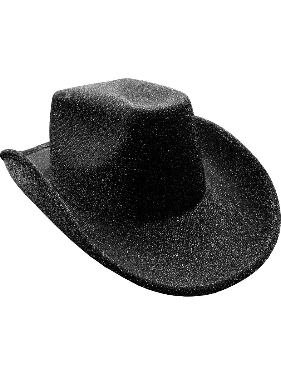 Adult's Black Glitter Cowboy Hat Costume Accessory