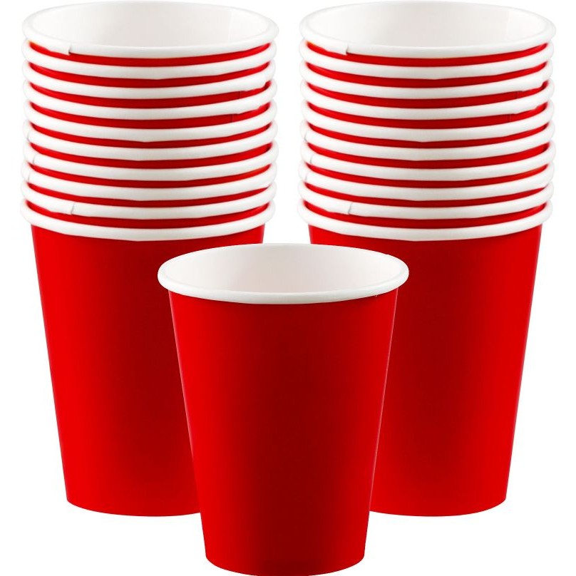 Apple Red Paper Cups, 9Oz.