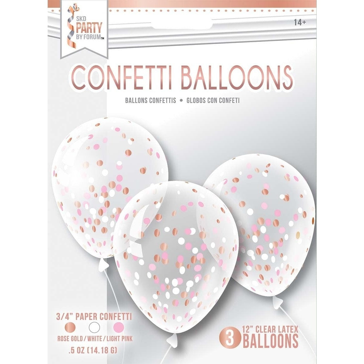 Balloon - Confetti 3 Count Rose Gold Mix