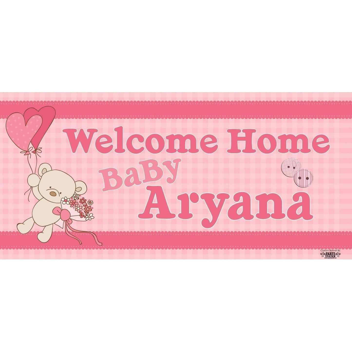 Banner - Custom Deluxe Baby Shower Teddy Bear & Pink