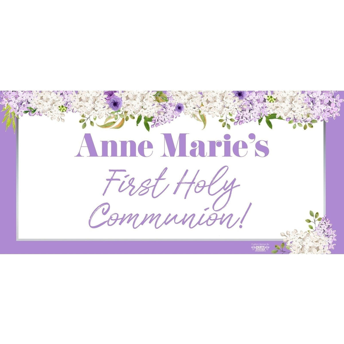 Banner - Custom Deluxe Religious White & Purple Flowers