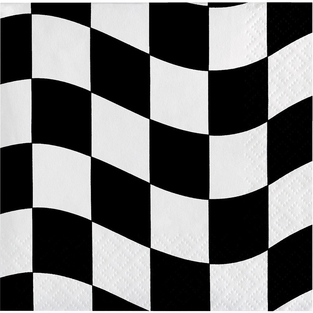 Black And White Check Beverage Napkins