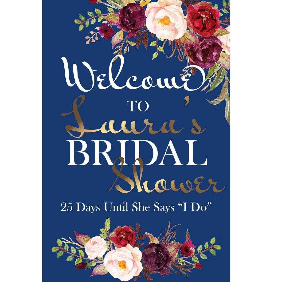 Customizable Yard Sign / Lawn Sign Welcome Bridal Shower Navy Floral