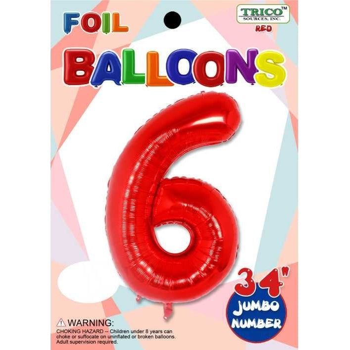 Foil Balloon - Jumbo Number 34" Red 6
