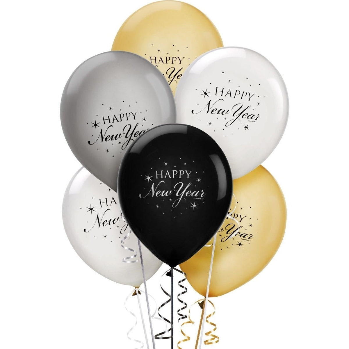 Latex Balloons - Black, Silver & Gold