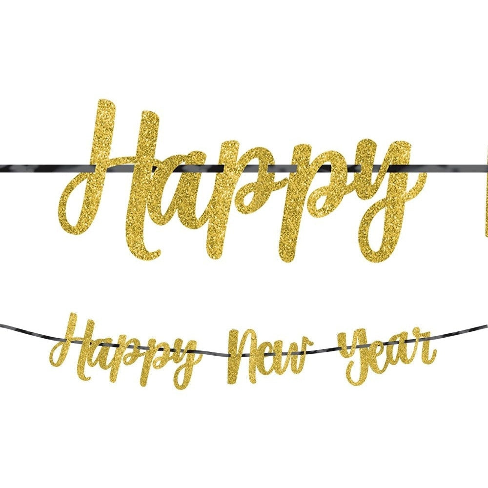 New Year's Ribbon Letter Banner - Gold
