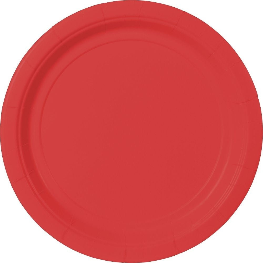 Apple Red Value Solid Round Plates, 9"