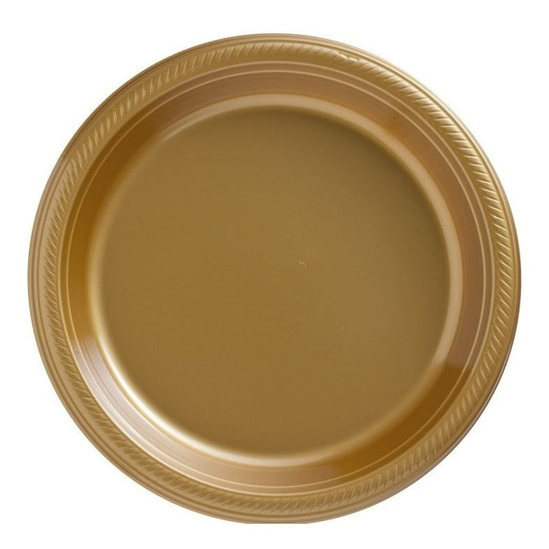 Gold Plastic Plates, 7" - Big Party Pack