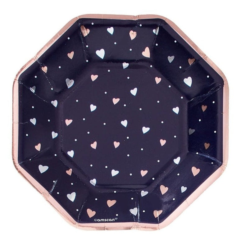 Navy Bride Metallic OCountagonal Plates, 7"