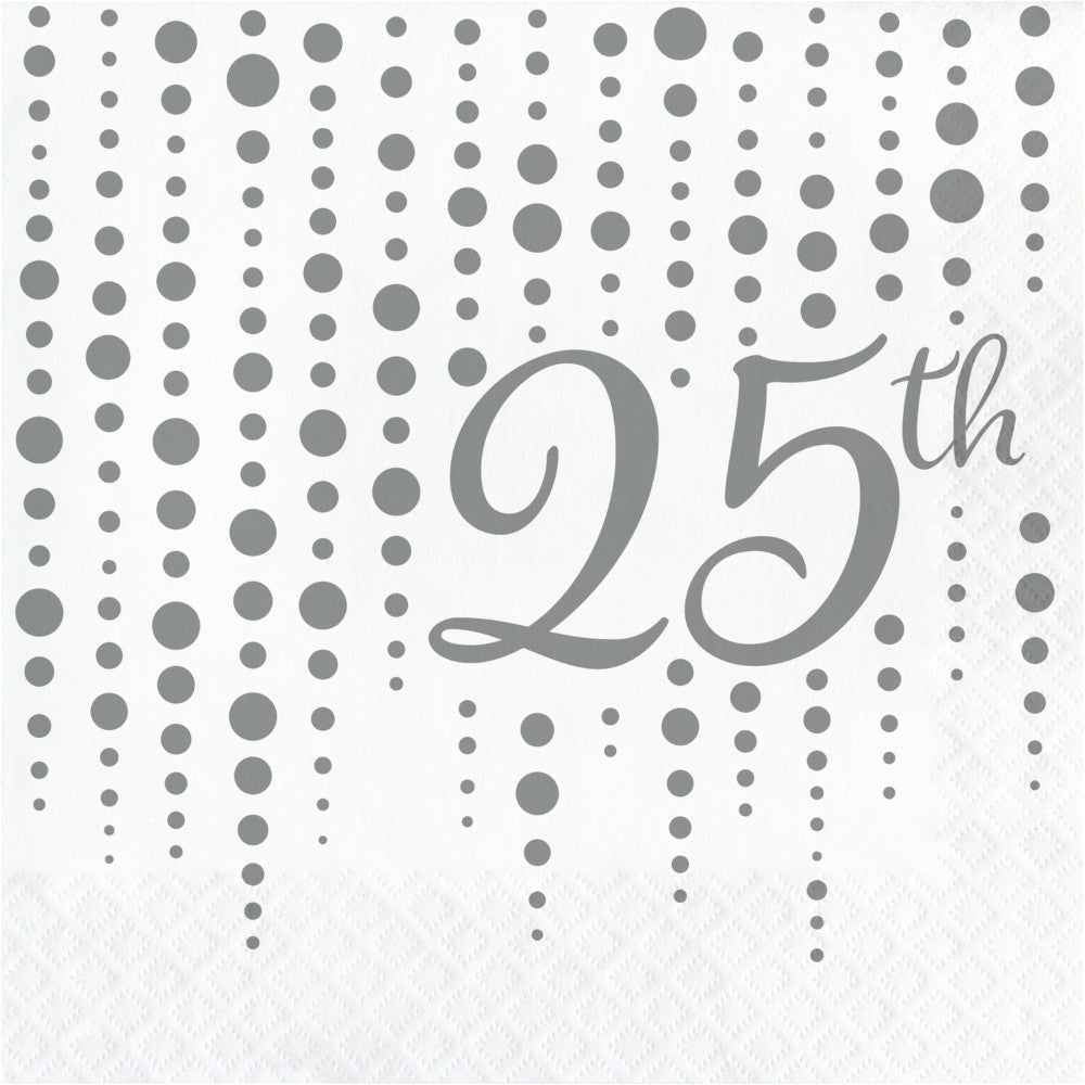 Silver 25Th Anniversary Napkins