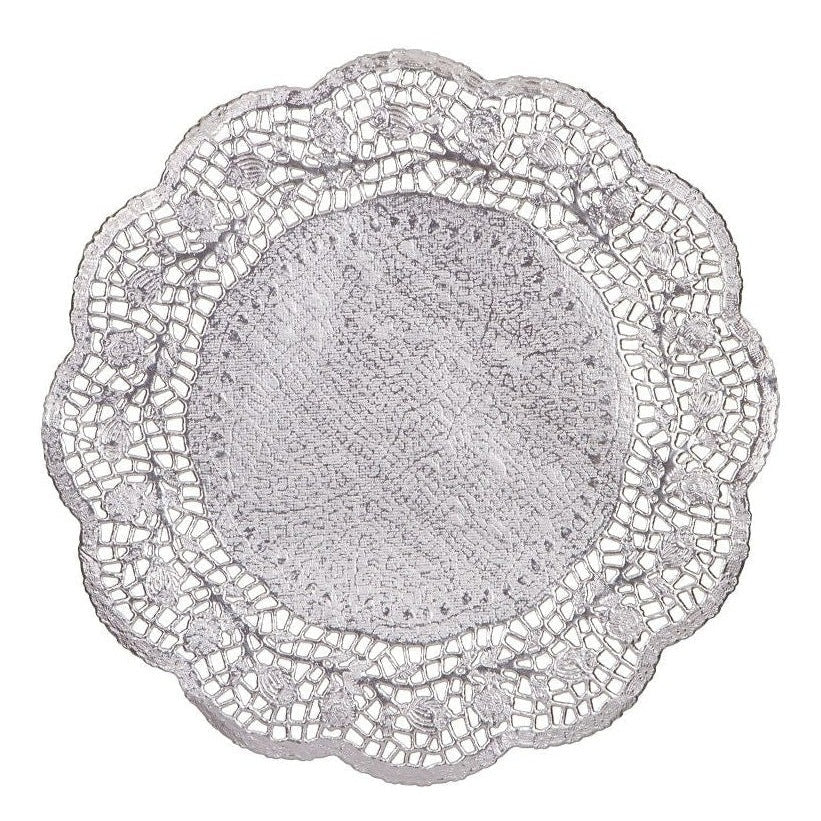 Silver Foil Round Doilies, 10 1/2"