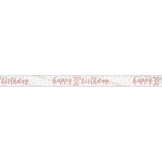 1 9' Glitz Rose Gold Foil Banner "Happy 30th Birthday"