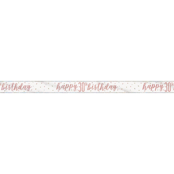 1 9' Glitz Rose Gold Foil Banner "Happy 30th Birthday"
