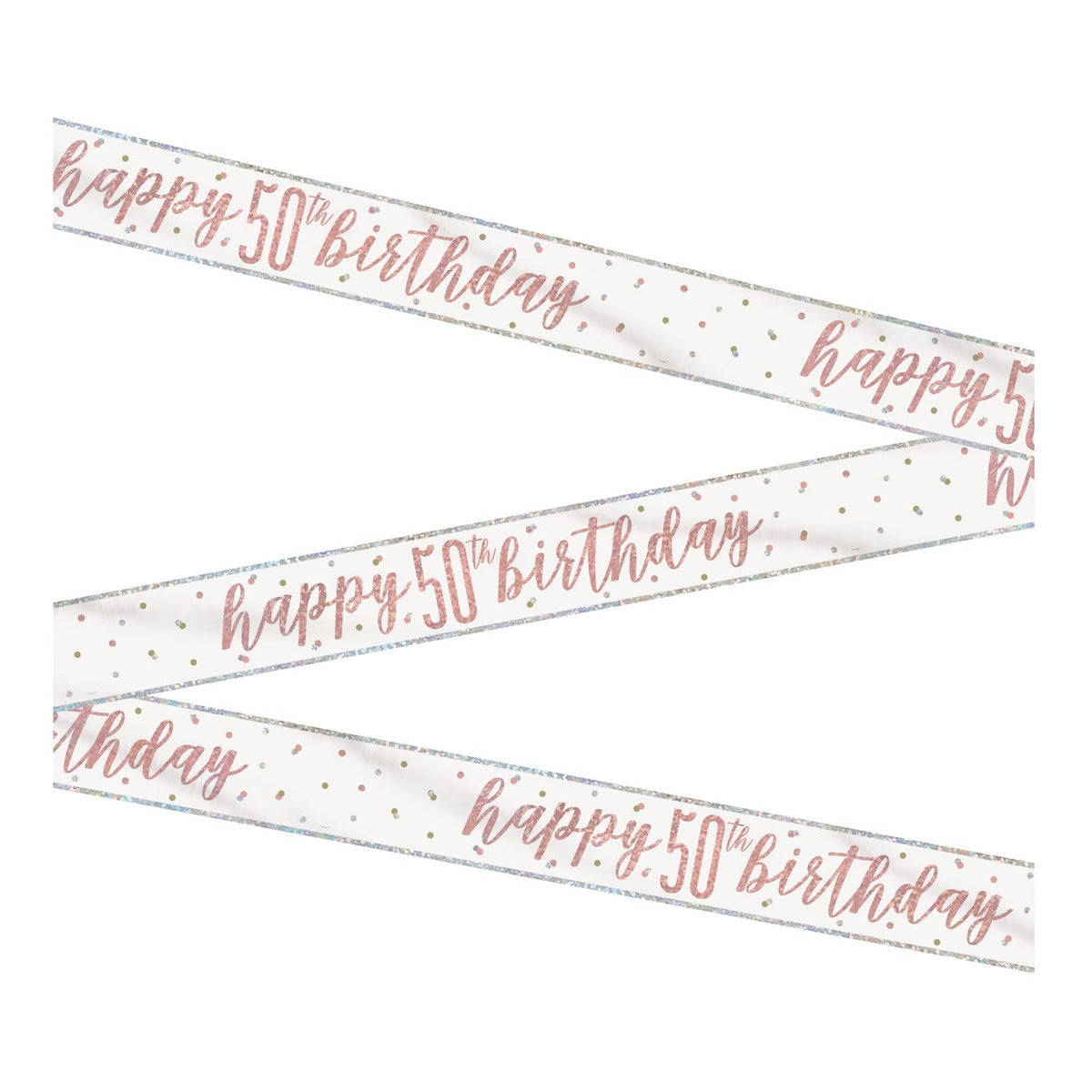 1 9' Glitz Rose Gold Foil Banner "Happy 50th Birthday"