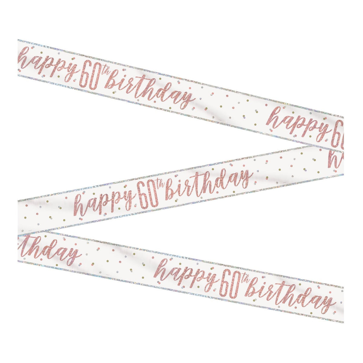 1 9' Glitz Rose Gold Foil Banner "Happy 60th Birthday"