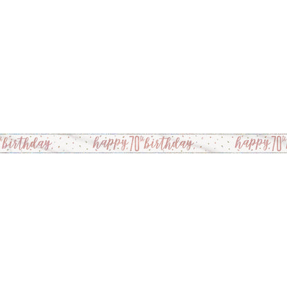 1 9' Glitz Rose Gold Foil Banner "Happy 70th Birthday"