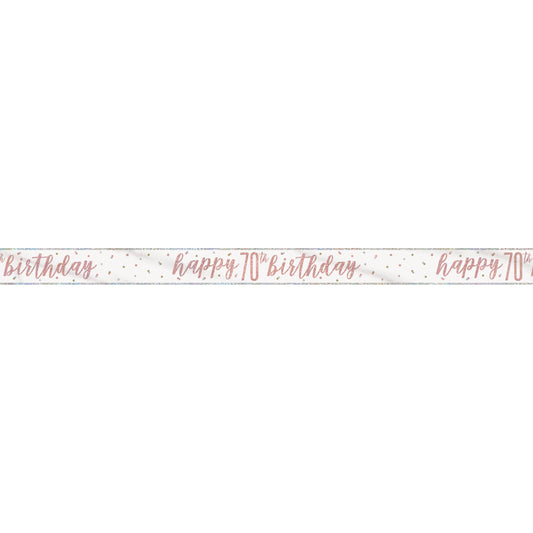 1 9' Glitz Rose Gold Foil Banner "Happy 70th Birthday"
