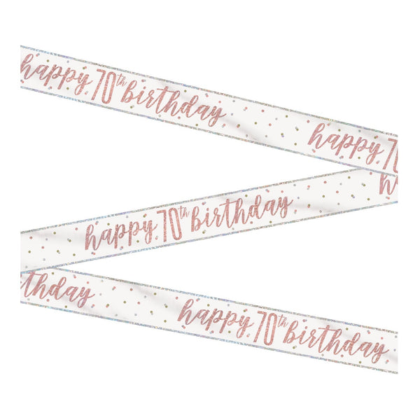 1 9' Glitz Rose Gold Foil Banner "Happy 70th Birthday"