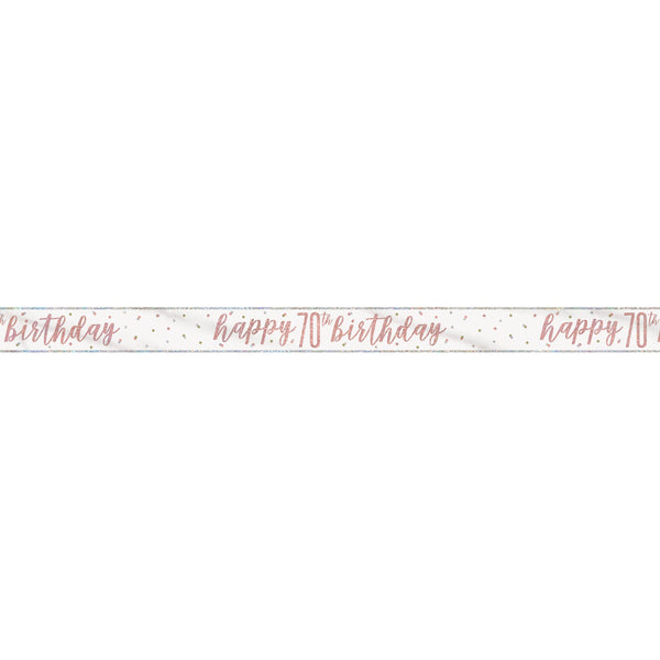 1 9' Glitz Rose Gold Foil Banner "Happy 70th Birthday"