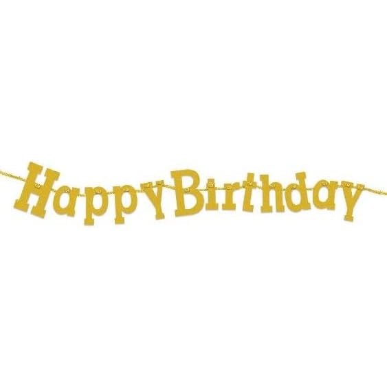 11' Gold Diamond Sparkle Happy Birthday Banner
