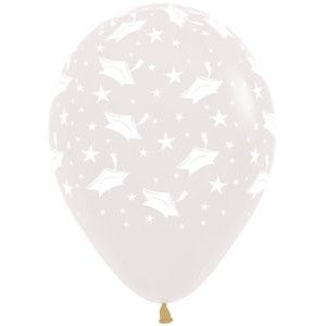 11" Graduation Hats Crystal Clear Latex Balloons, 50 Pieces
