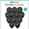 12 Black and Gold Happy 18th Birthday Balloons