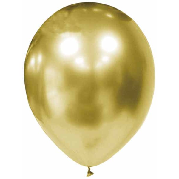 12" Chrome Gold Latex Balloons, 50 Count