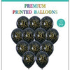 12 Happy 21st Birthday Black & Gold Balloons