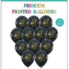 12 Happy 50th Birthday Black & Gold Balloons