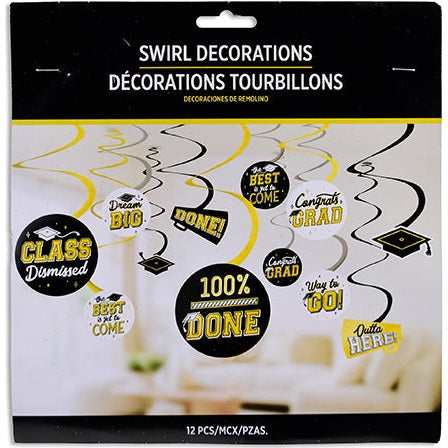 12 Pack Graduation Hanging Swirls
