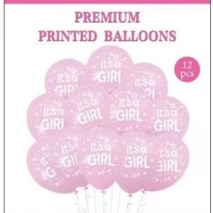 12 Pink It's a Girl Balloons