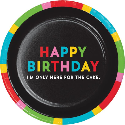 Cheeky Celebration 9" Happy Birthday I'm Only Here for Cake Paper Plates