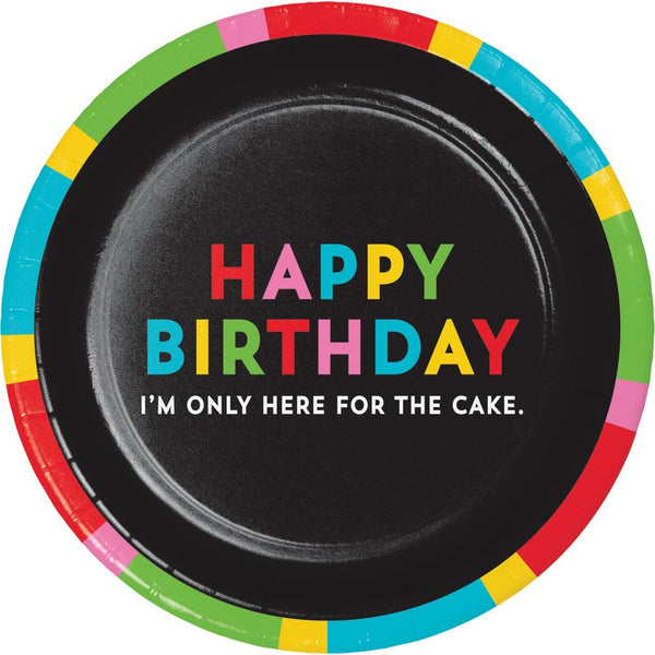 Cheeky Celebration 9" Happy Birthday I'm Only Here for Cake Paper Plates