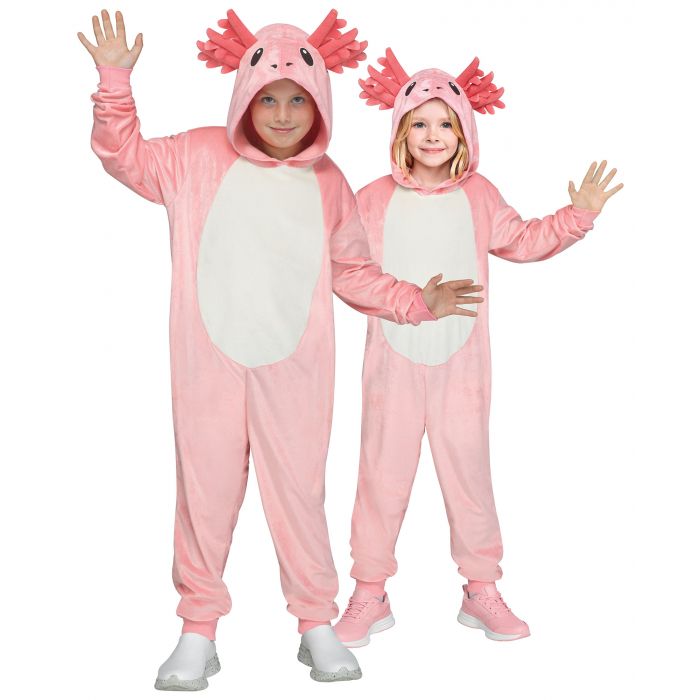 E-Z Axolotl Child-Sized Hooded Jumpsuit Costume, Large 12-14