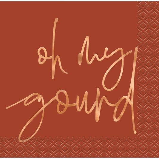 Napkin - Beverage, Elegant Thanksgiving "Oh My Gourd", 16 Count