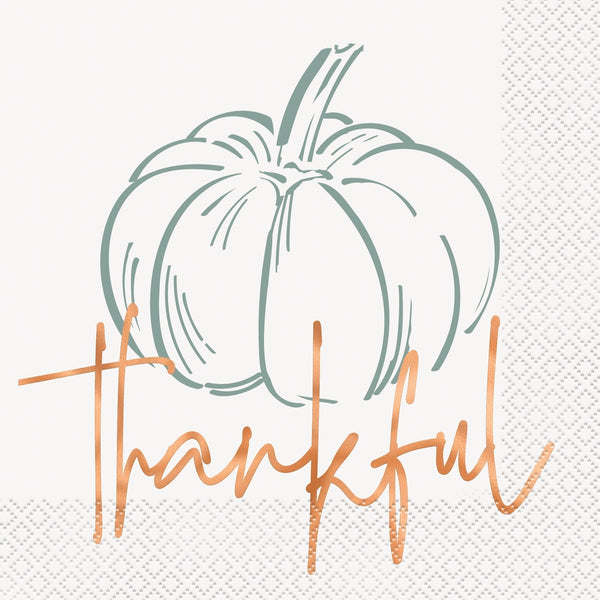 Napkin - Lunch, Elegant Thanksgiving "Thankful", 16 Count
