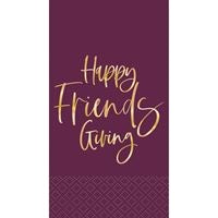 16 Modern Happy Friendsgiving Guest Napkings, Foil Stamped