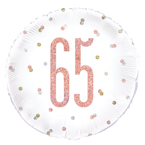 18" Glitz Rose Gold Round Foil Balloon Packaged 65